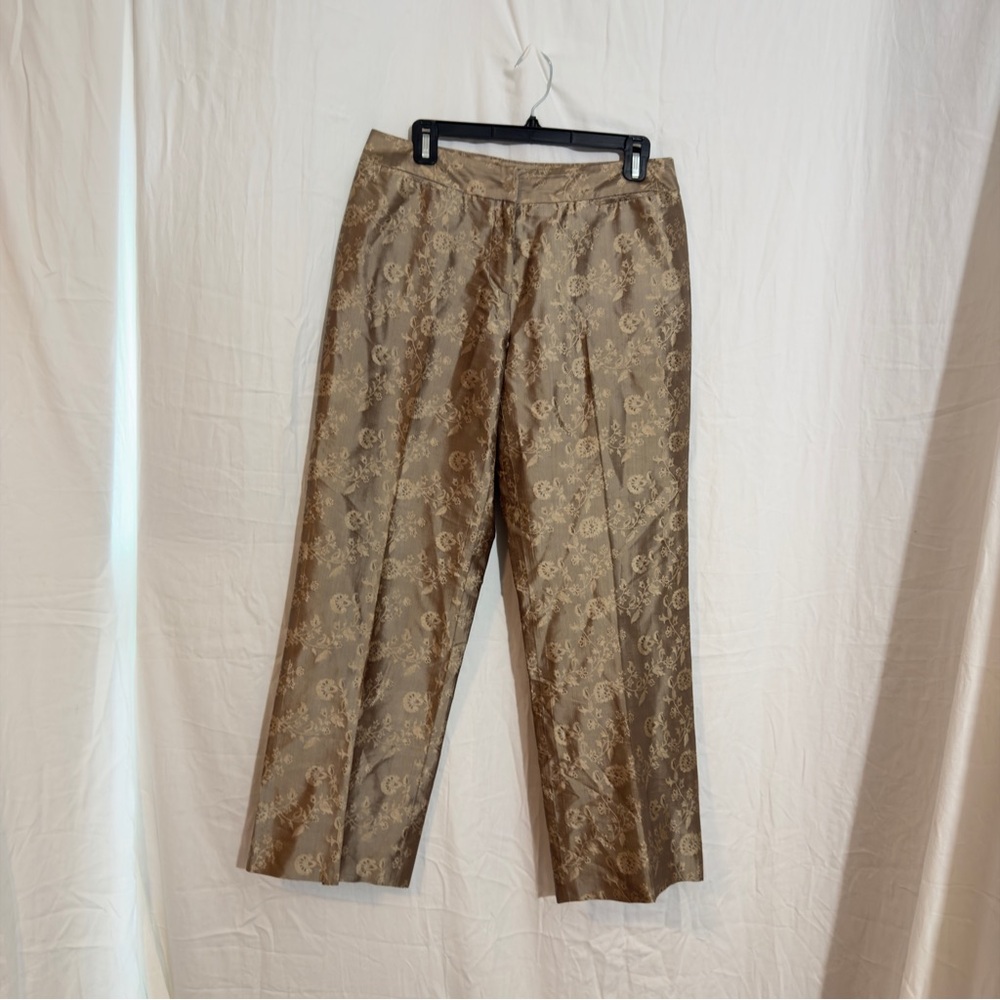 Lillie Rubin 100% Silk Floral Jacquard Pants Size 8 | Vintage Made in USA